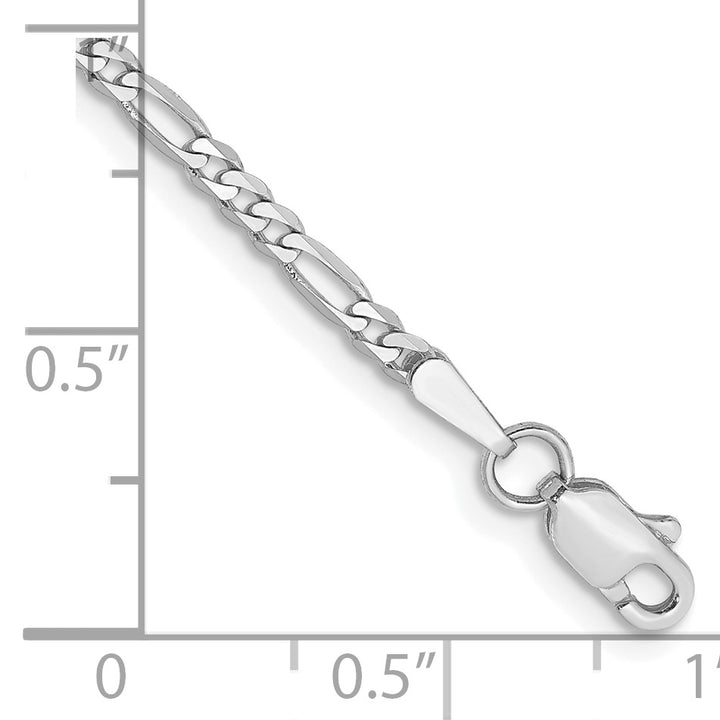 14k White Gold 2.25mm Flat Figaro Chain Anklet