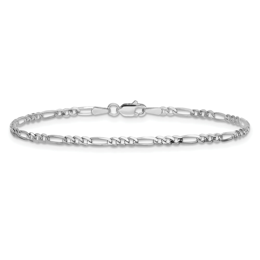 14k White Gold 2.25mm Flat Figaro Chain Anklet