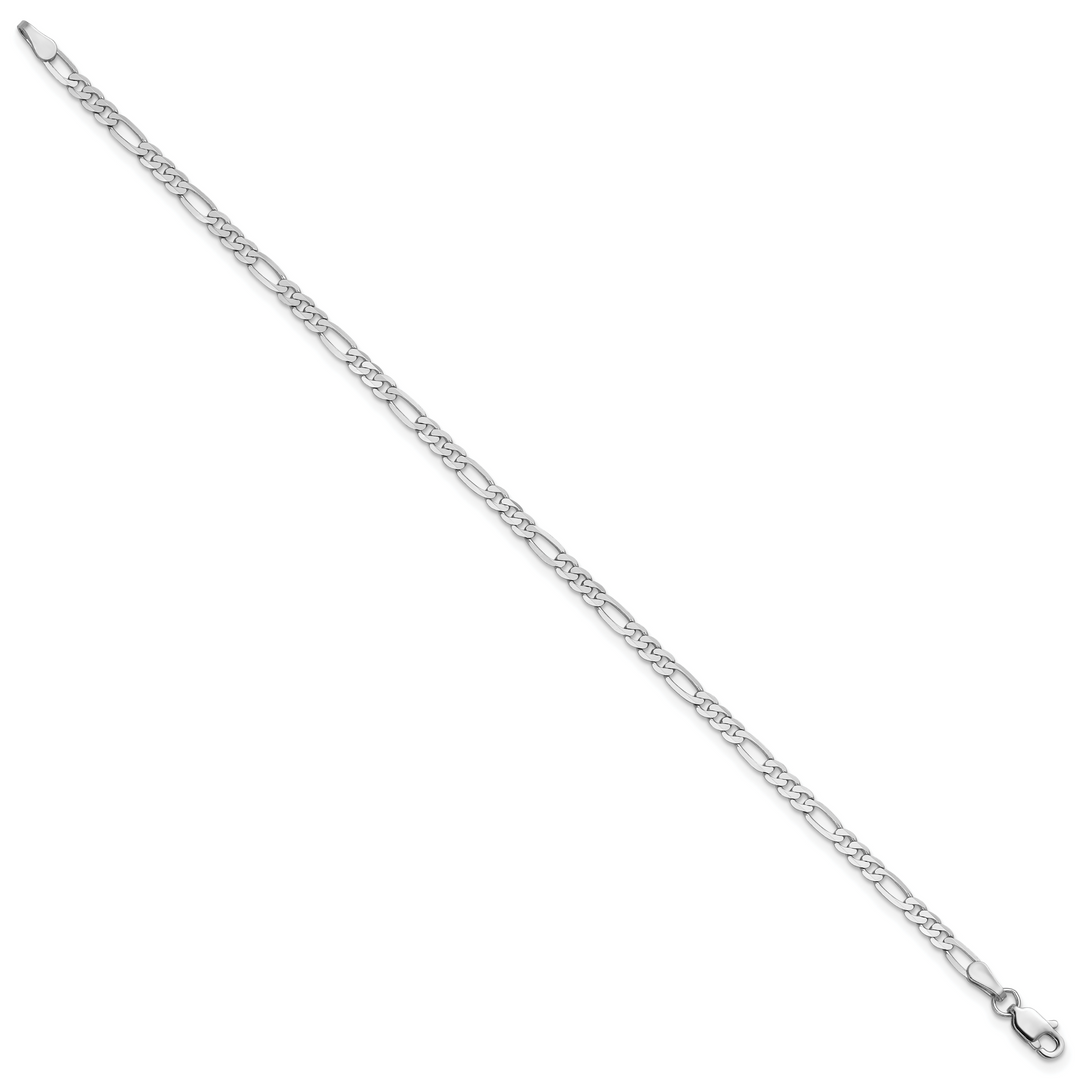 14k White Gold 2.75mm Flat Figaro Chain Anklet