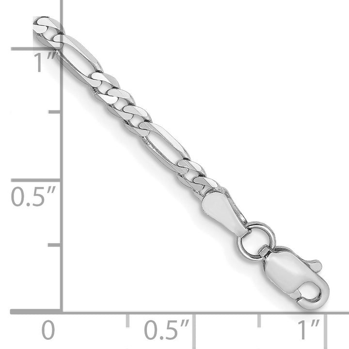 14k White Gold 2.75mm Flat Figaro Chain Anklet