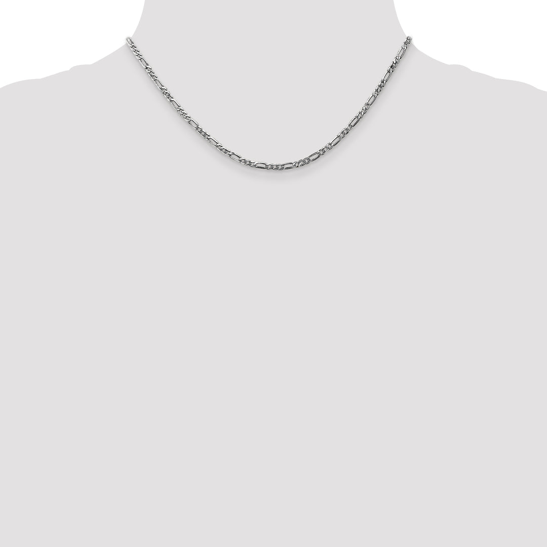14k White Gold 2.75mm Flat Figaro Chain