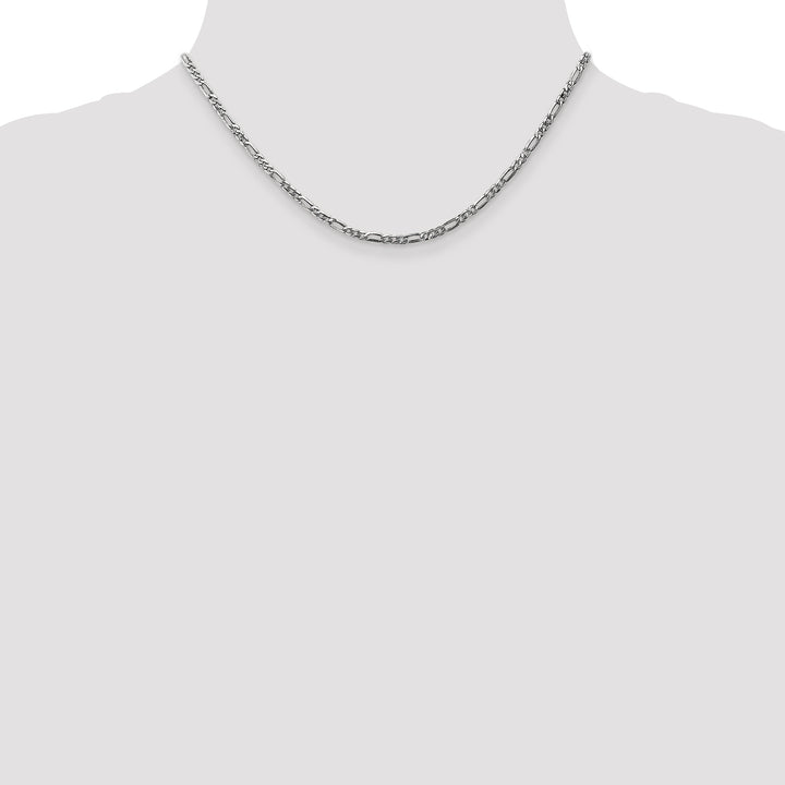 14k White Gold 2.75mm Flat Figaro Chain