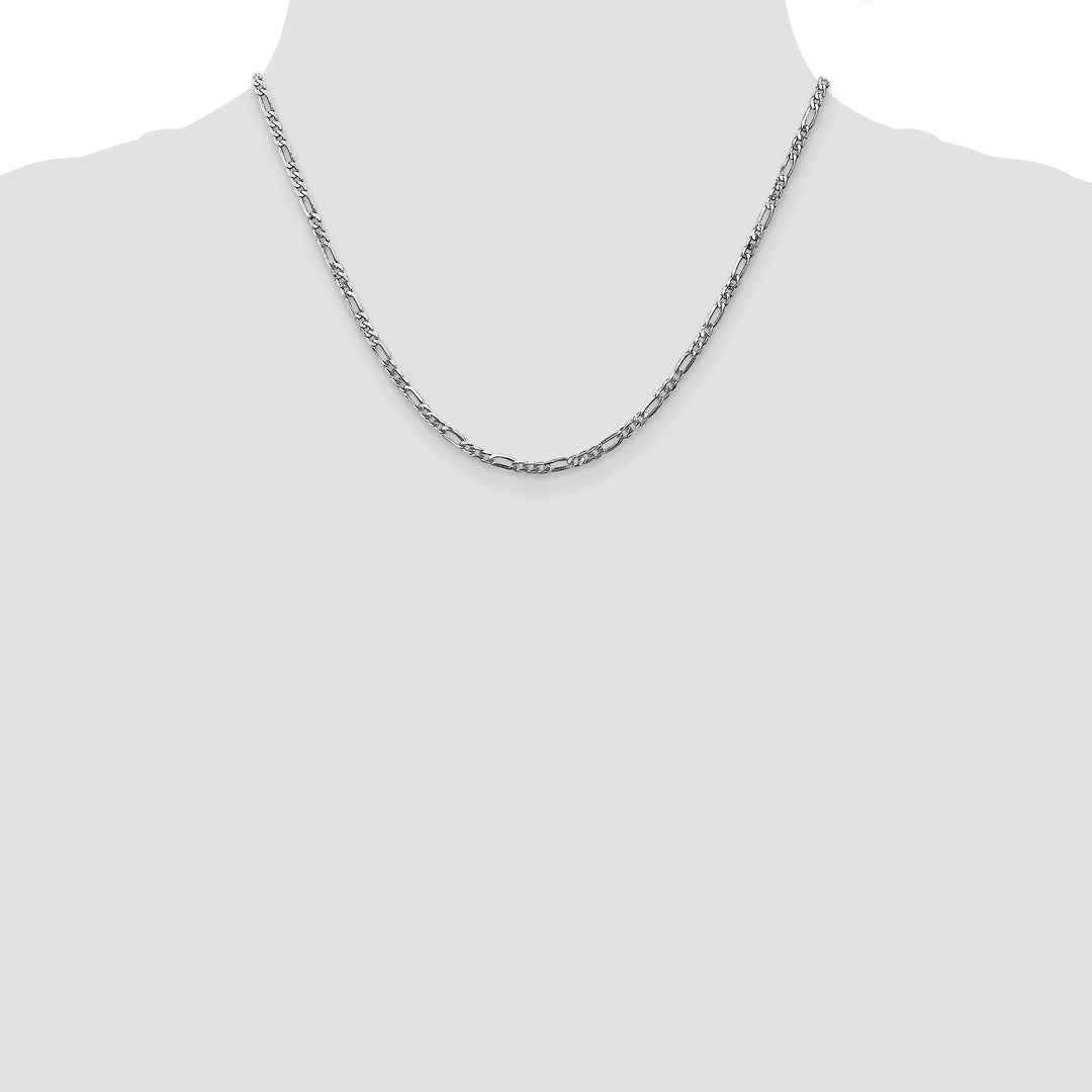 14k White Gold 2.75mm Flat Figaro Chain
