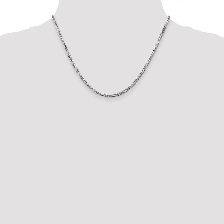 14k White Gold 2.75mm Flat Figaro Chain