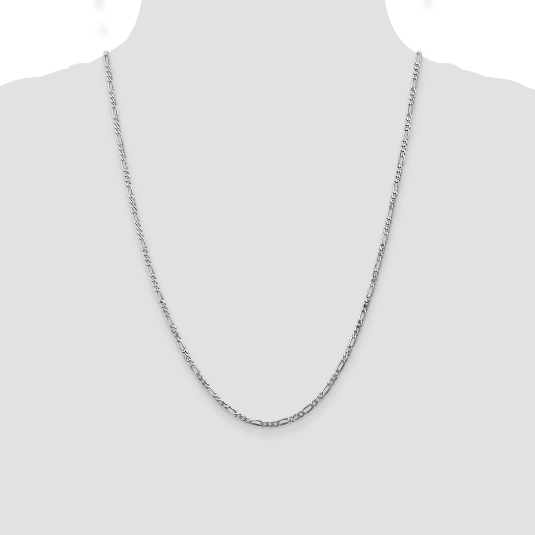 14k White Gold 2.75mm Flat Figaro Chain