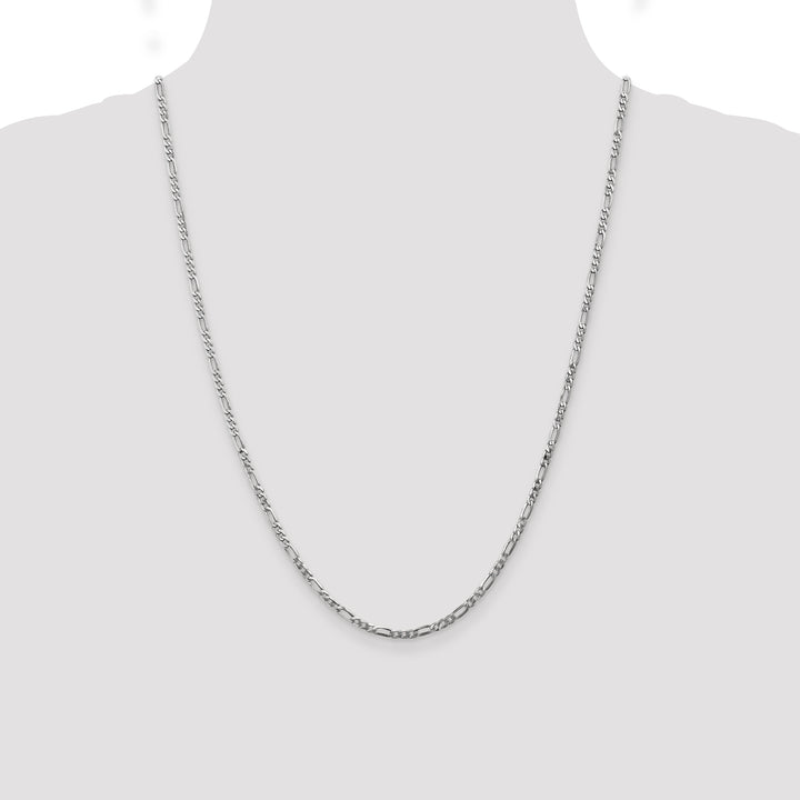 14k White Gold 2.75mm Flat Figaro Chain