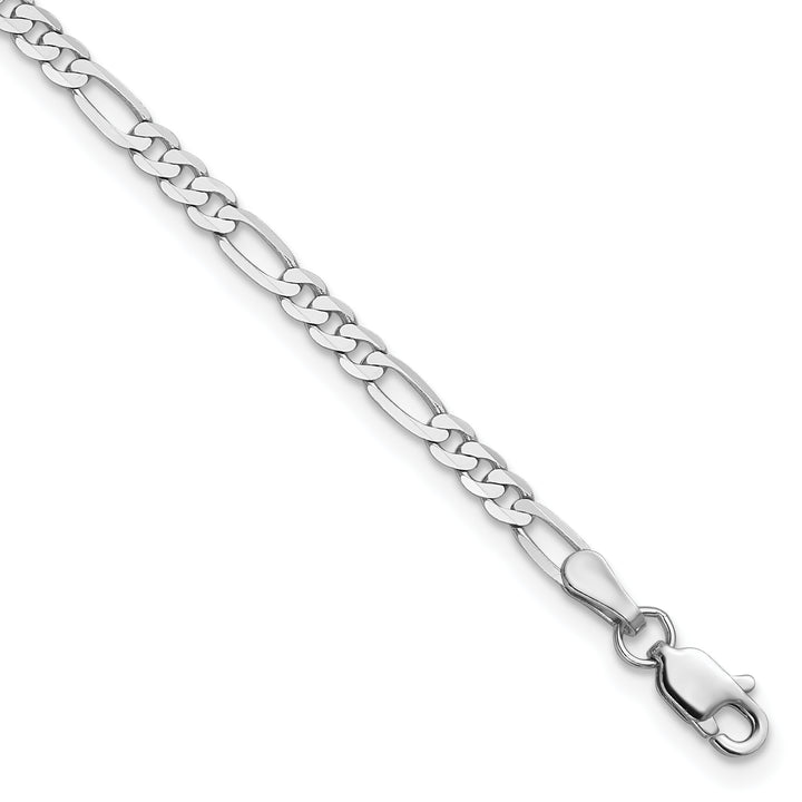 14k White Gold 2.75mm Flat Figaro Chain Anklet