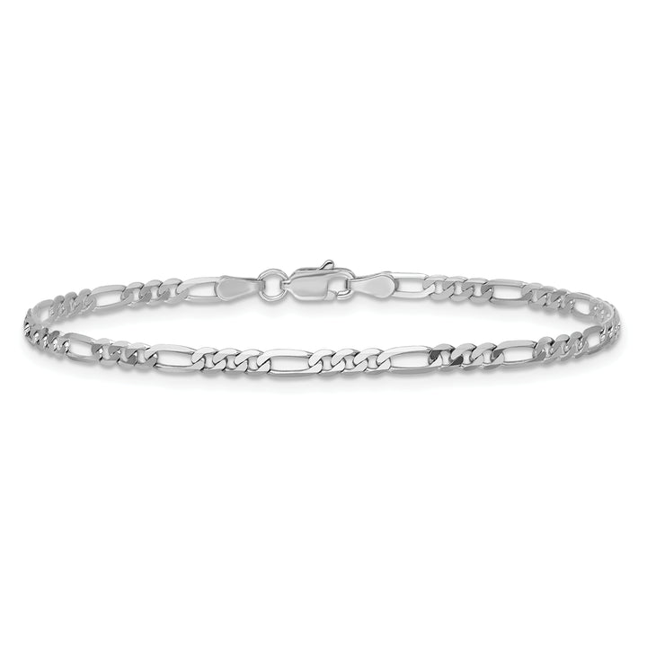 14k White Gold 2.75mm Flat Figaro Chain Anklet