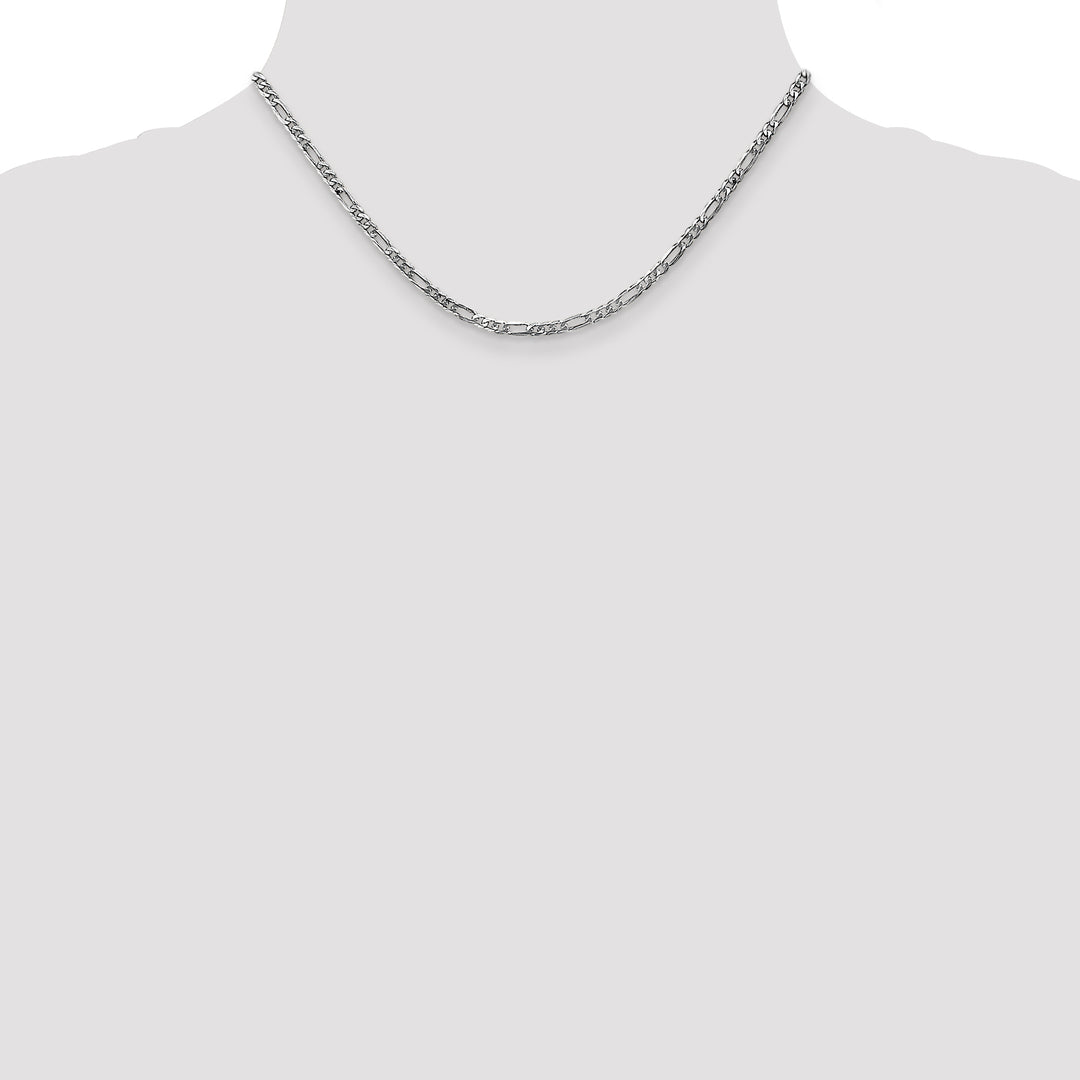 14k White Gold 3mm Flat Figaro Chain