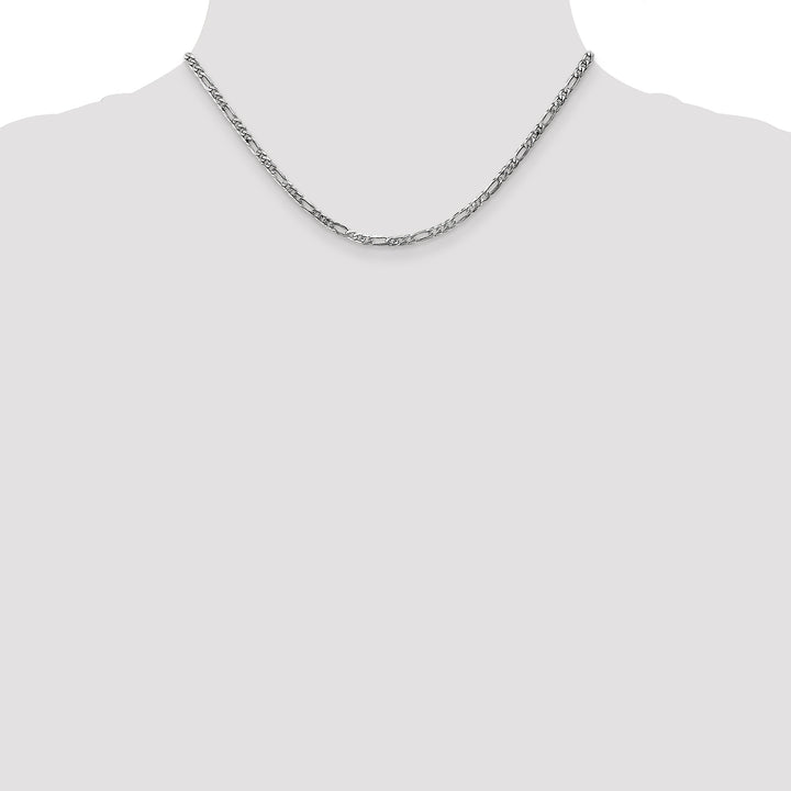 14k White Gold 3mm Flat Figaro Chain