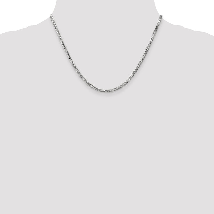 14k White Gold 3mm Flat Figaro Chain