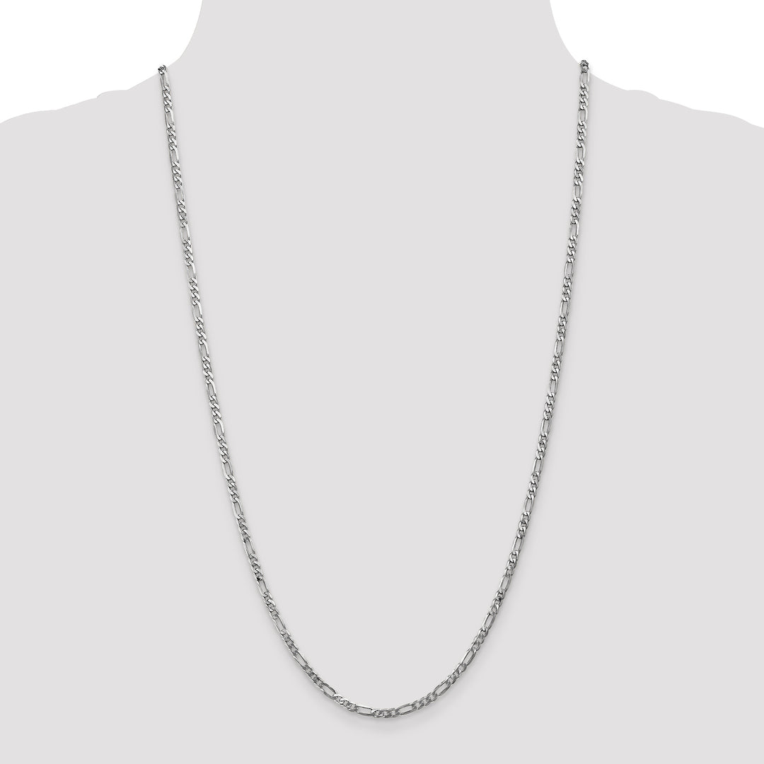 14k White Gold 3mm Flat Figaro Chain