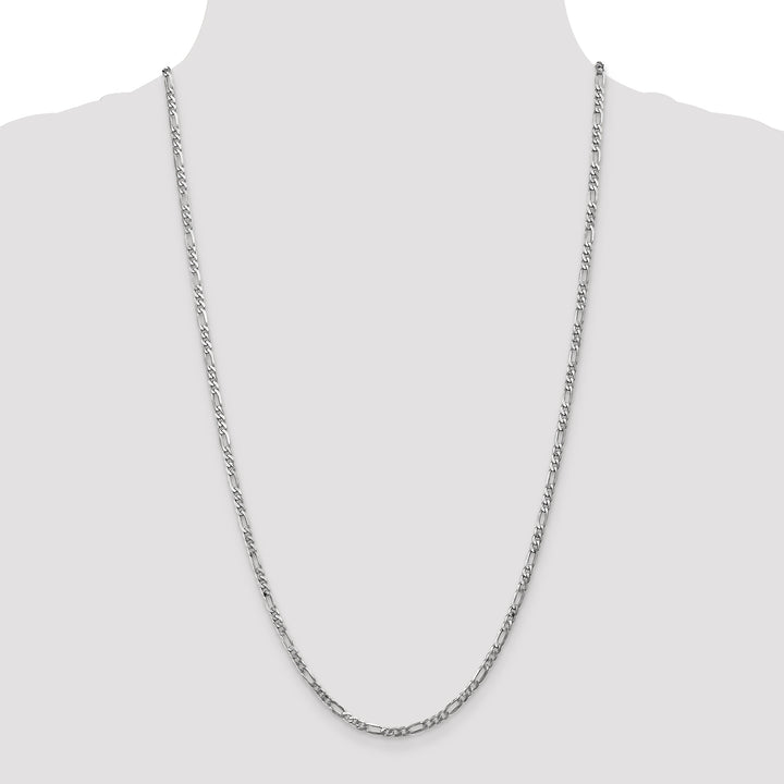 14k White Gold 3mm Flat Figaro Chain