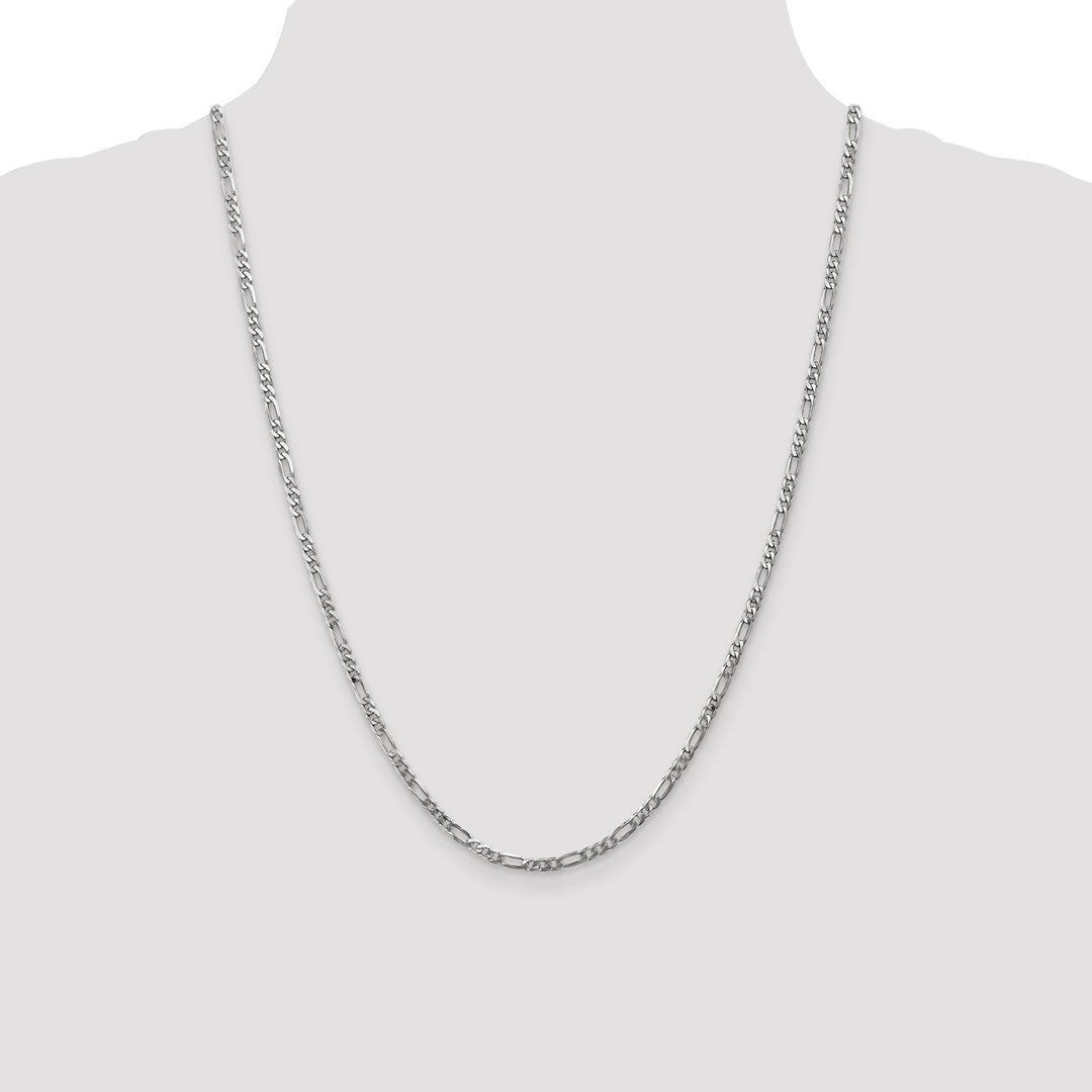 14k White Gold 3mm Flat Figaro Chain
