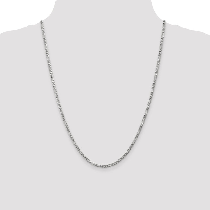 14k White Gold 3mm Flat Figaro Chain