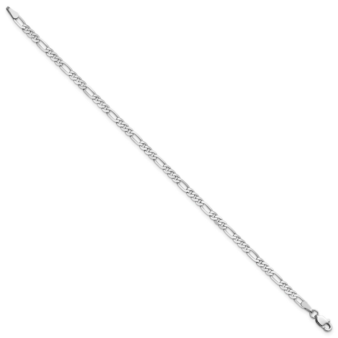 14k White Gold 3.0mm Flat Figaro Chain