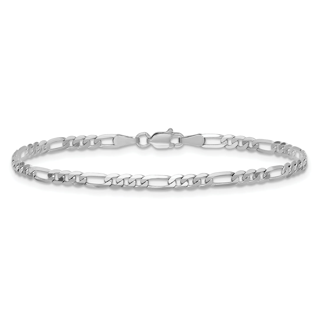 14k White Gold 3.0mm Flat Figaro Chain