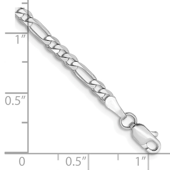 14k White Gold 3mm Flat Figaro Chain
