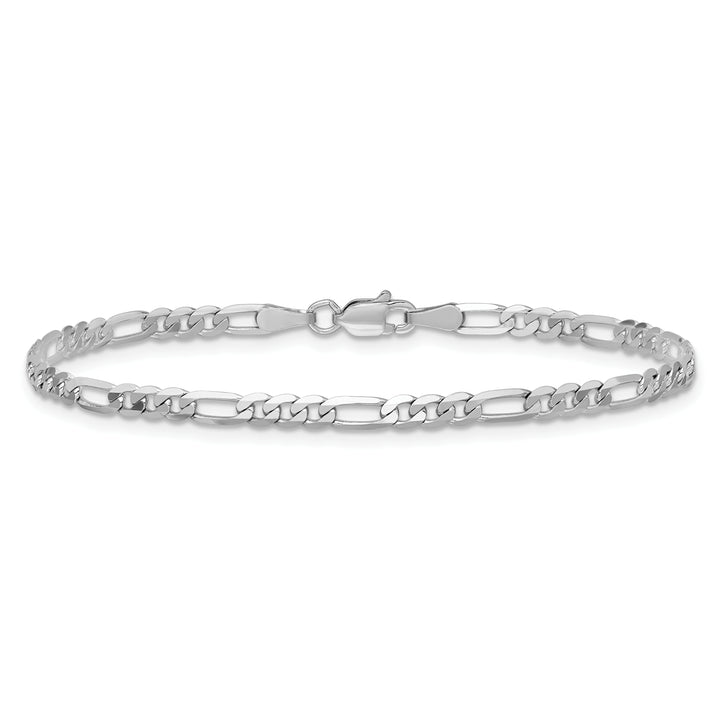 14k White Gold 3mm Flat Figaro Chain