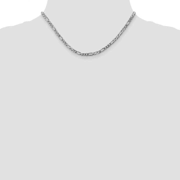 14k White Gold 4mm Flat Figaro Chain