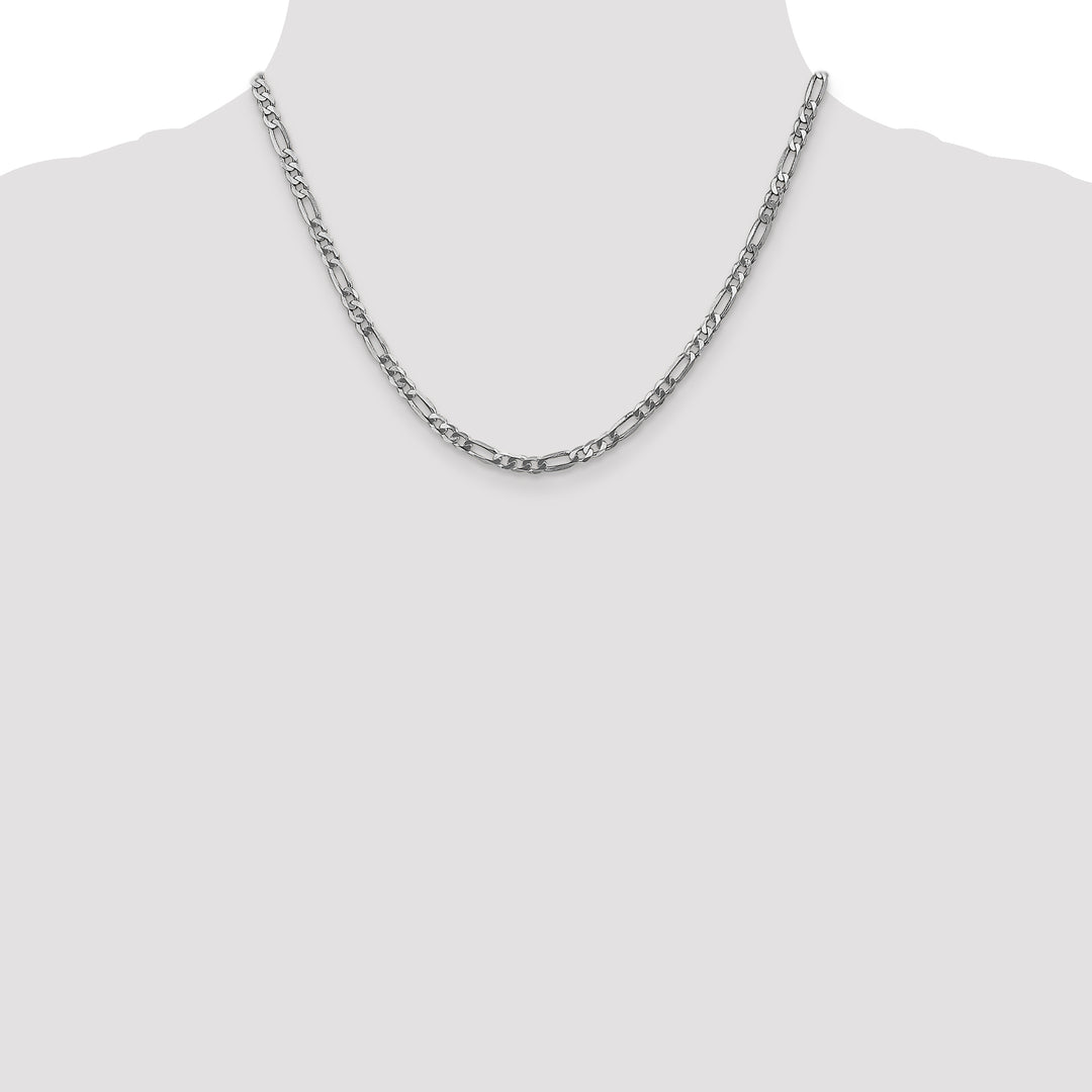 14k White Gold 4mm Flat Figaro Chain