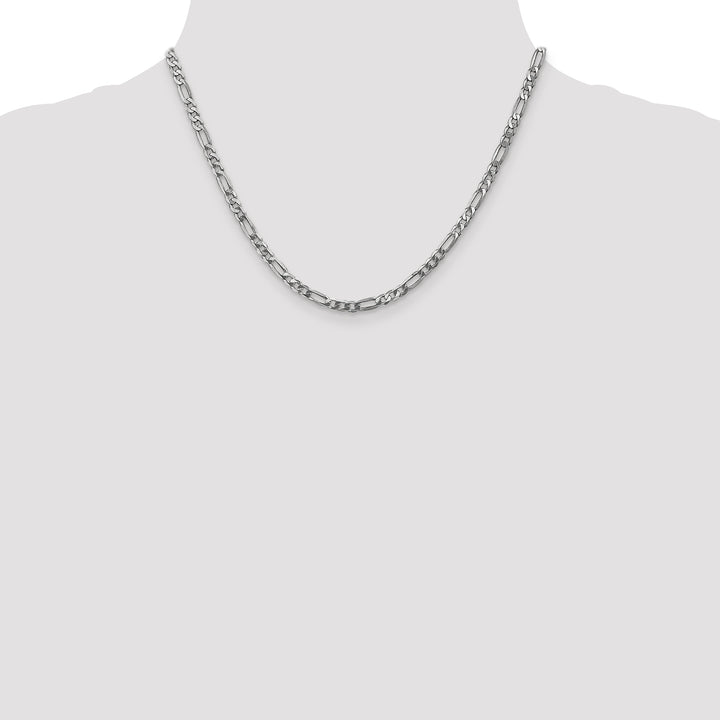14k White Gold 4mm Flat Figaro Chain