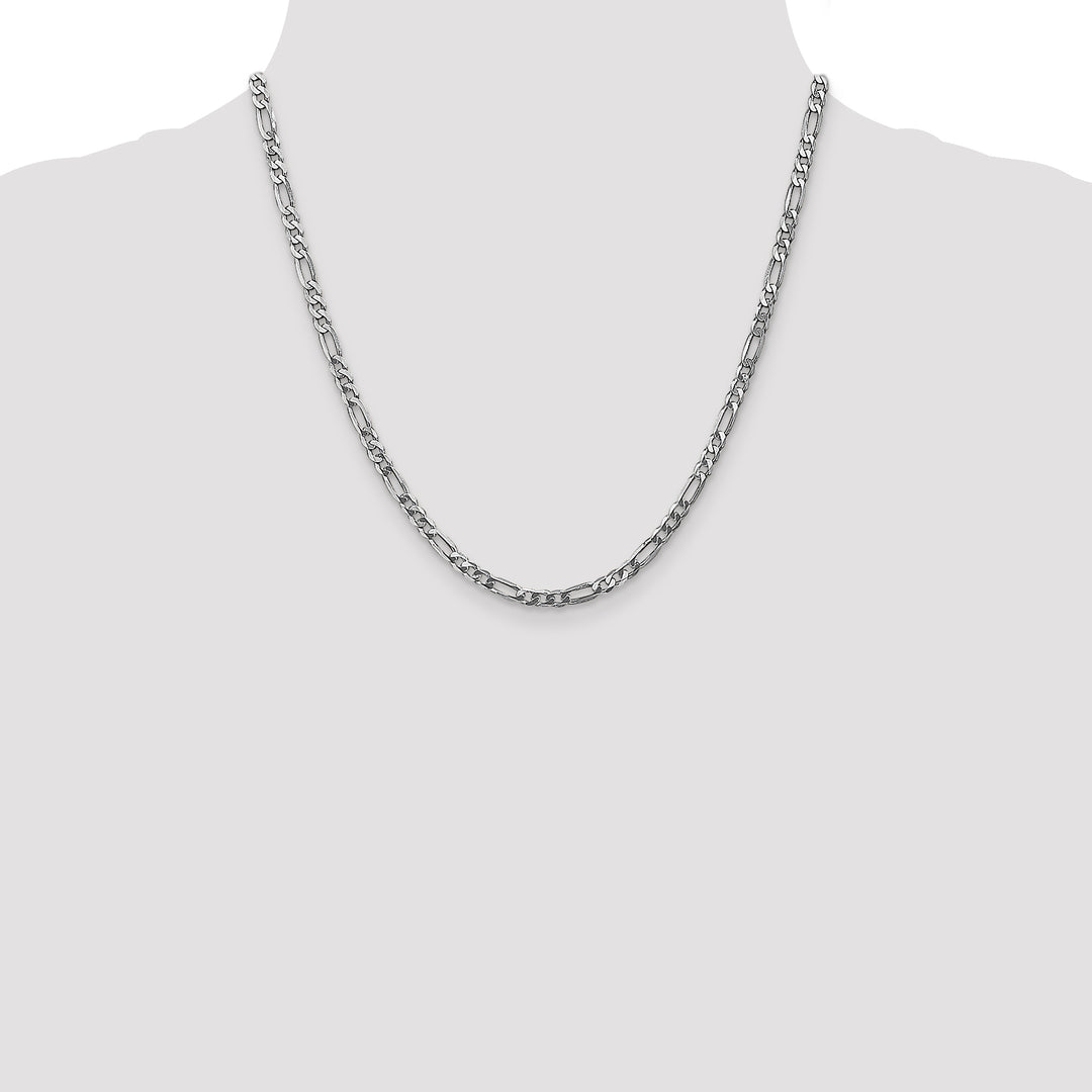 14k White Gold 4mm Flat Figaro Chain