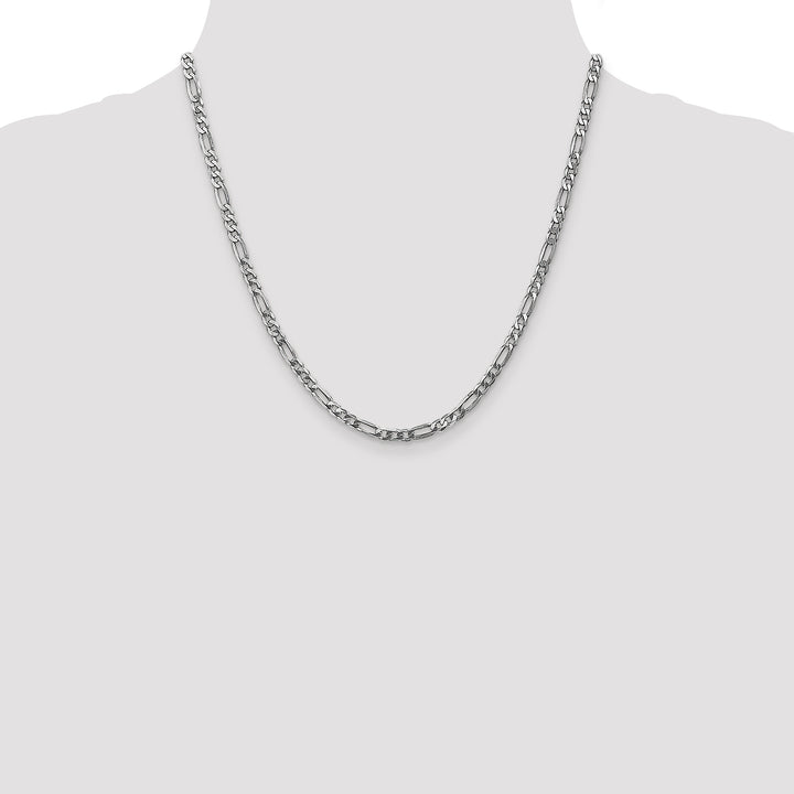 14k White Gold 4mm Flat Figaro Chain