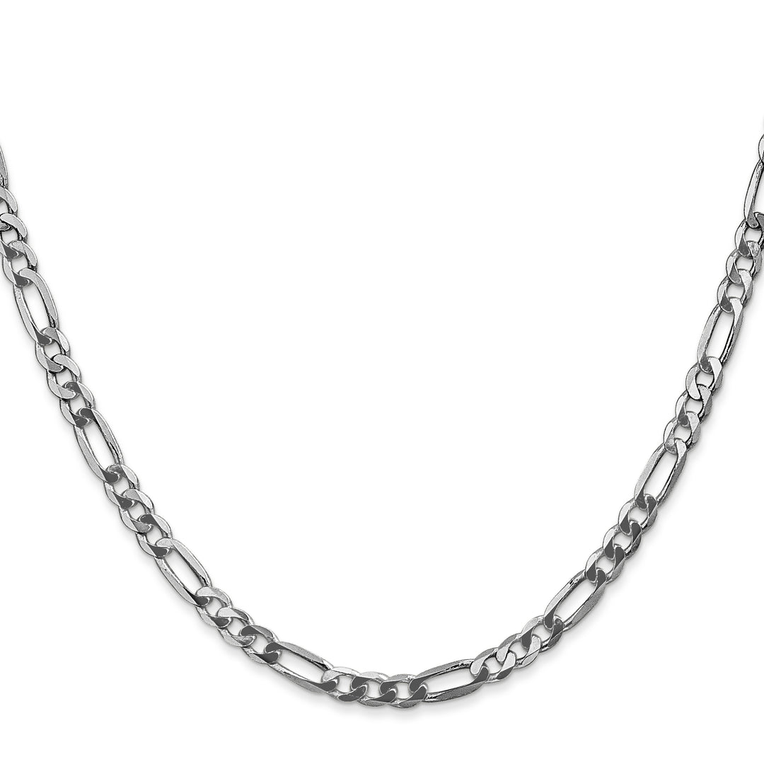 14k White Gold 4mm Flat Figaro Chain