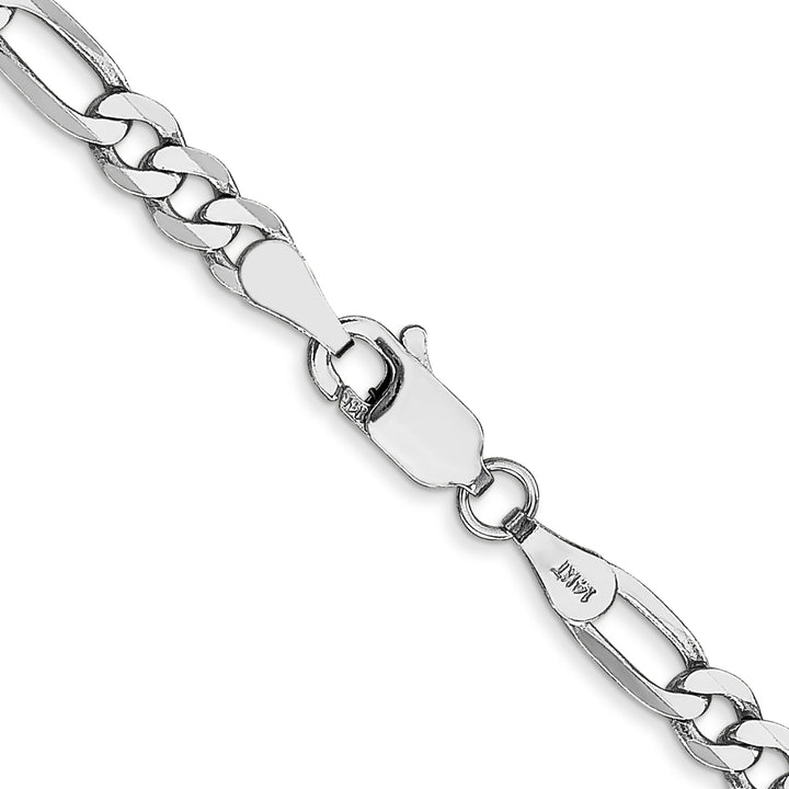 14k White Gold 4mm Flat Figaro Chain