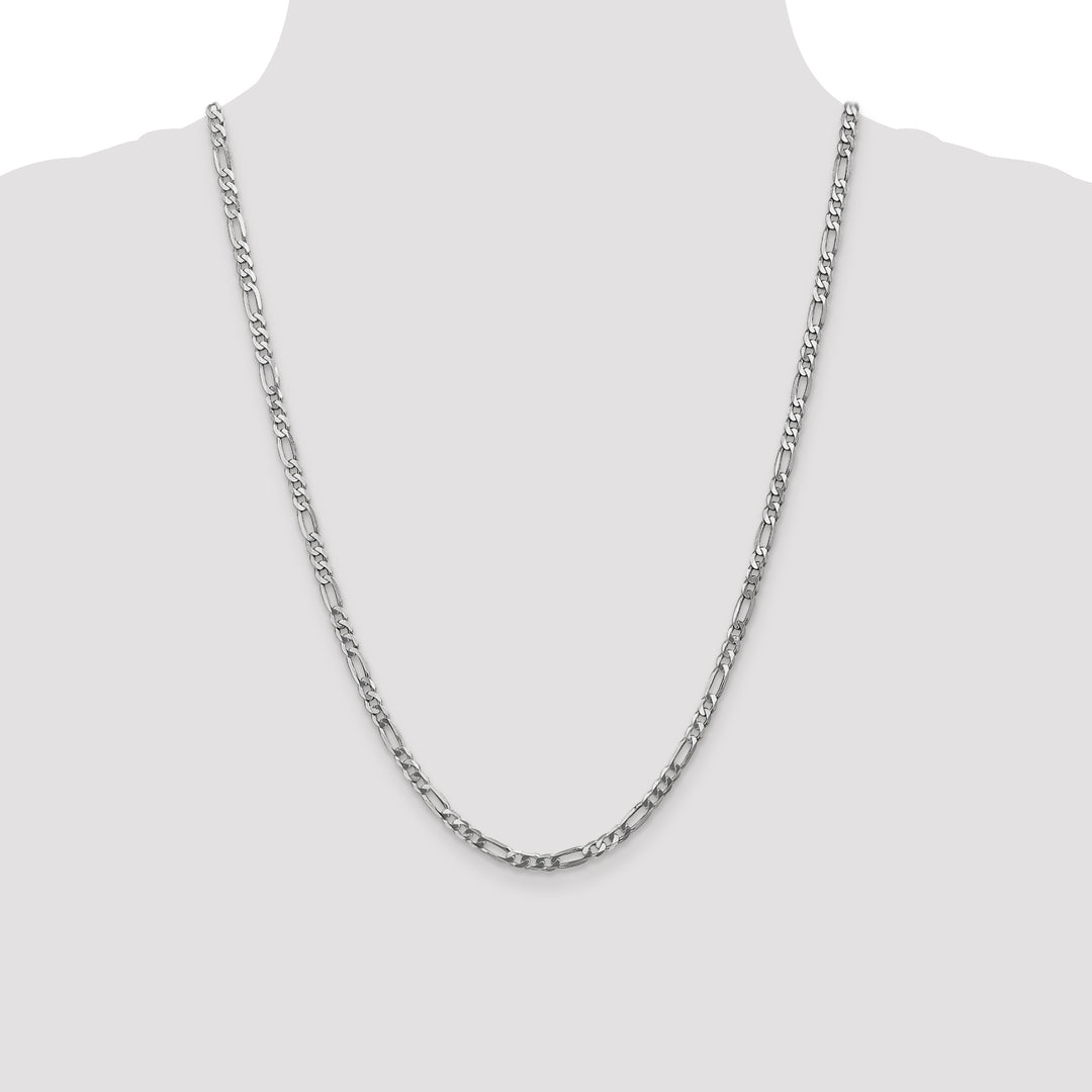 14k White Gold 4mm Flat Figaro Chain