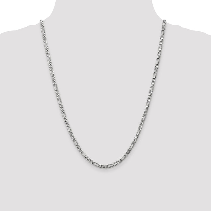 14k White Gold 4mm Flat Figaro Chain