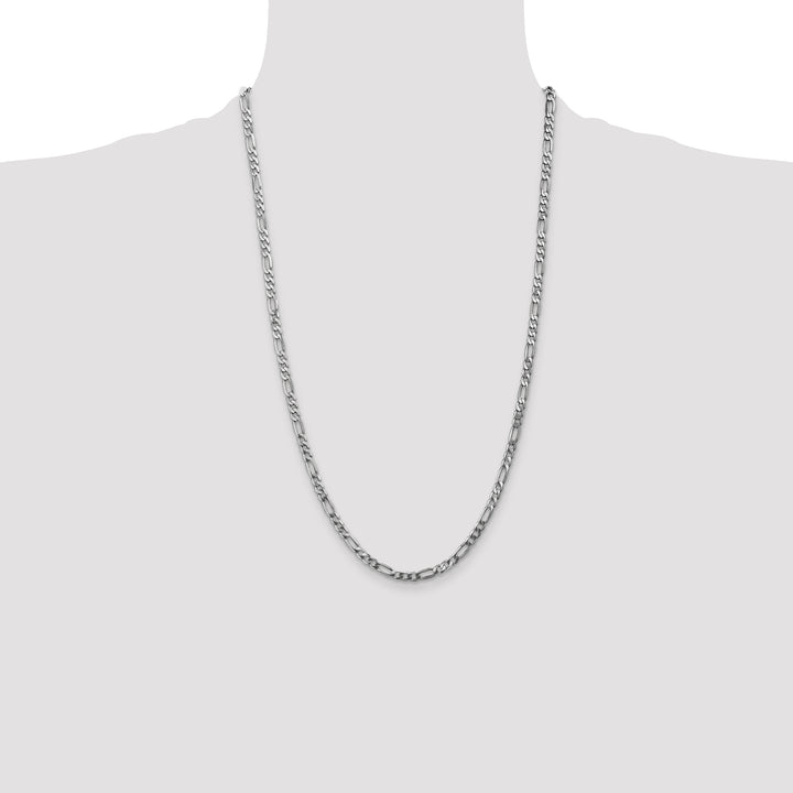 14k White Gold 4mm Flat Figaro Chain