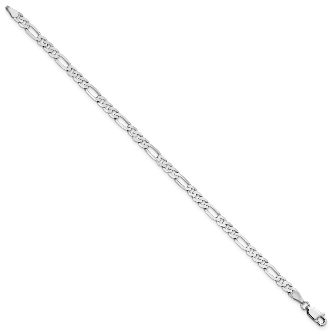 14k White Gold 4mm Flat Figaro Chain