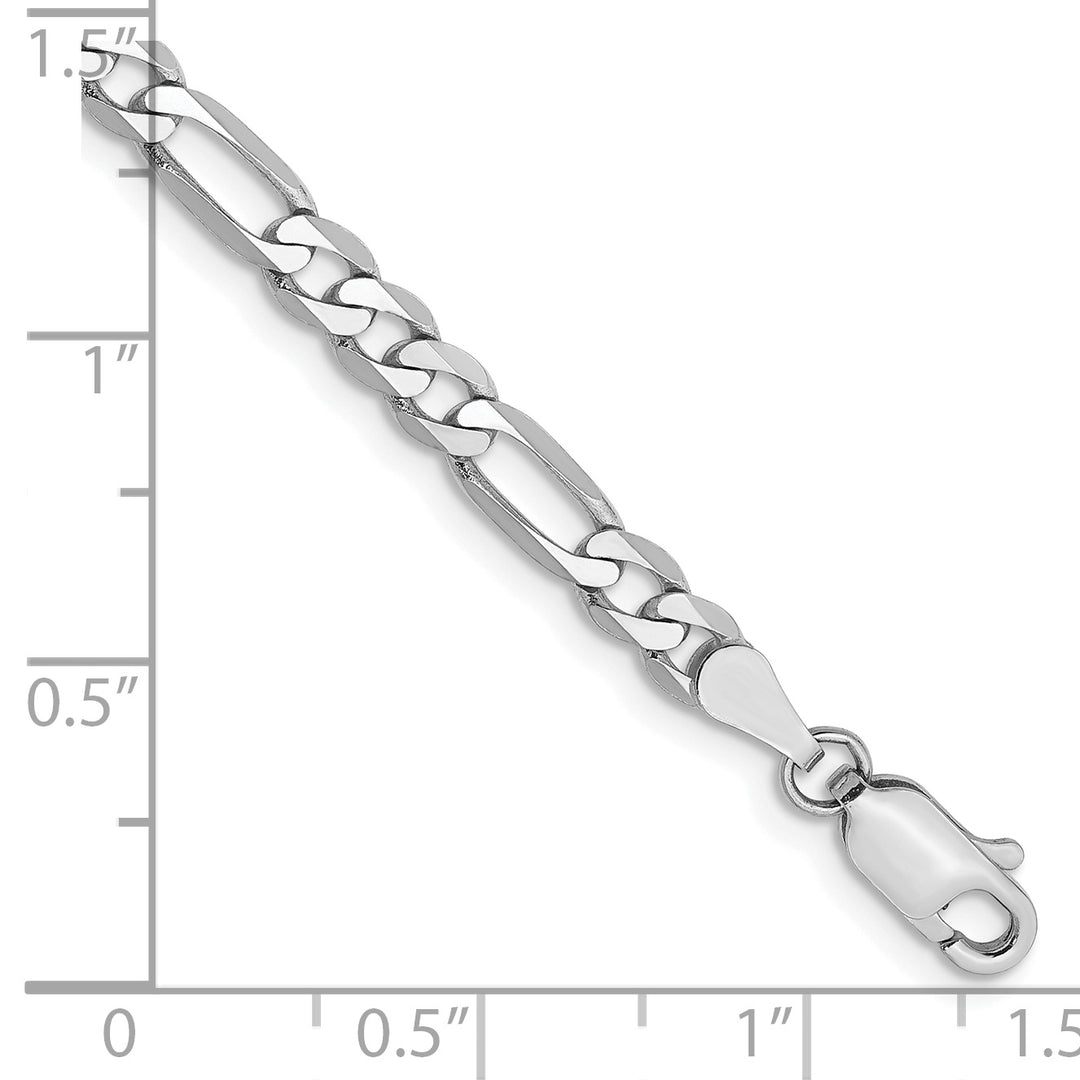 14k White Gold 4mm Flat Figaro Chain