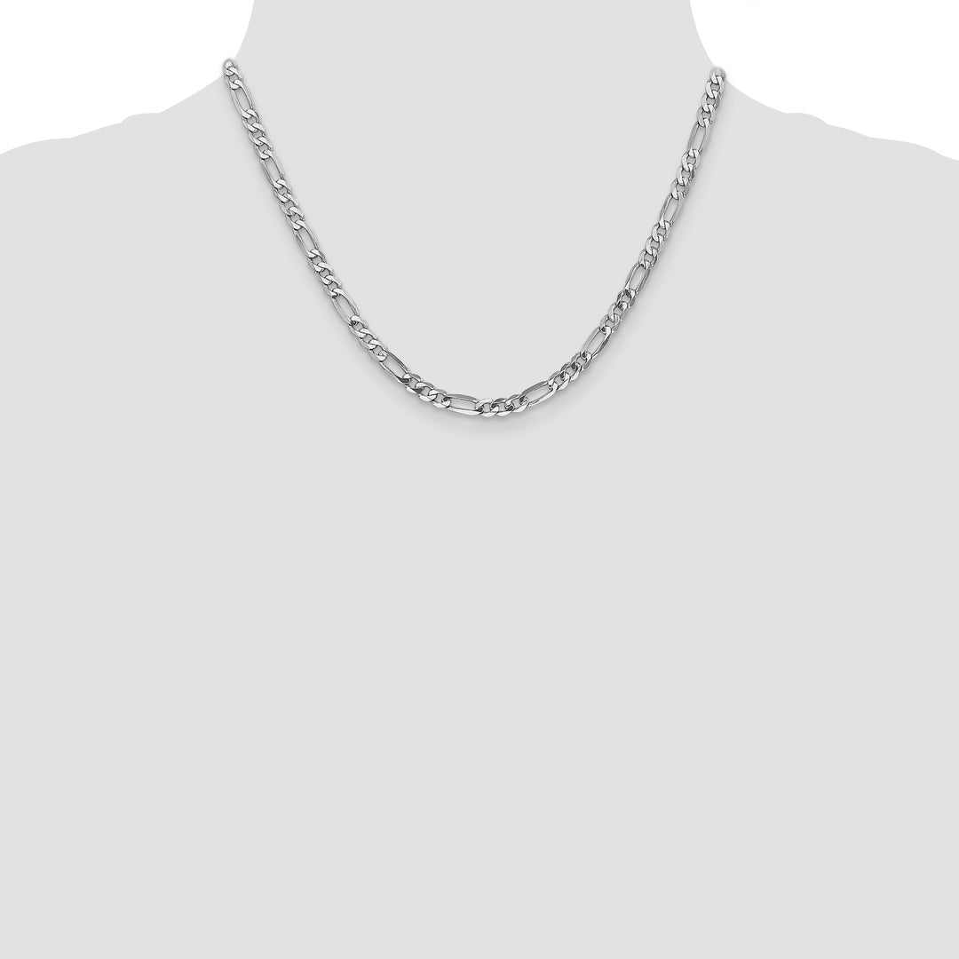 14k White Gold 4.5mm Flat Figaro Chain