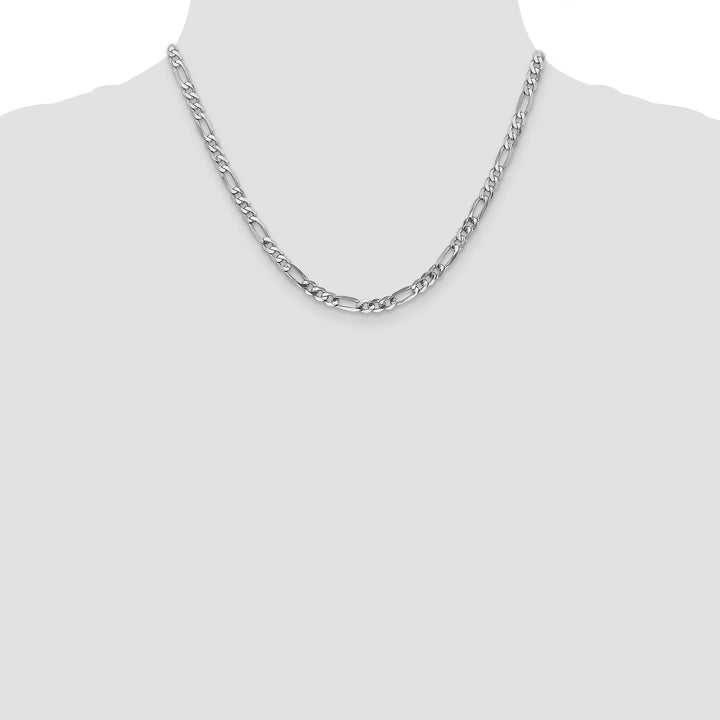 14k White Gold 4.5mm Flat Figaro Chain