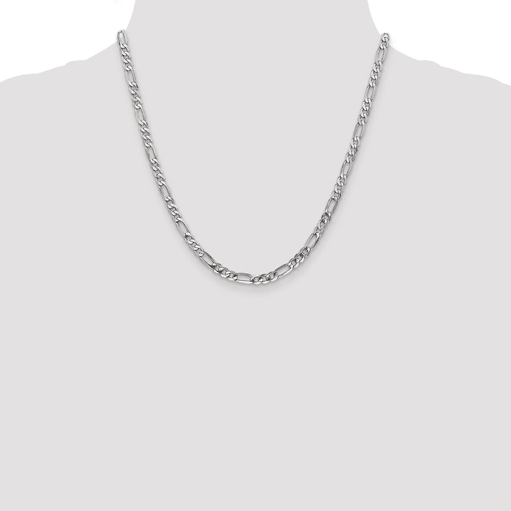 14k White Gold 4.5mm Flat Figaro Chain