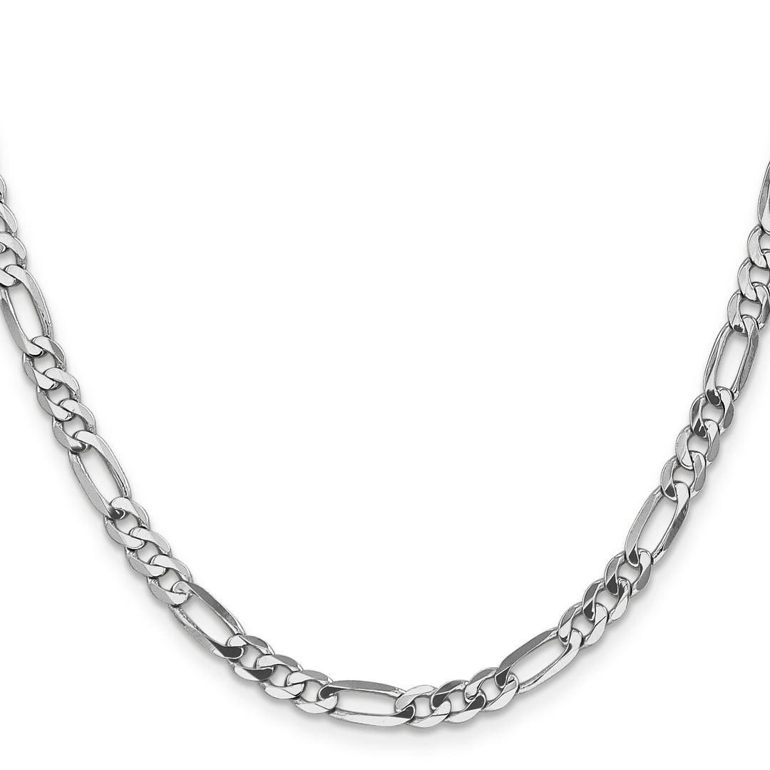 14k White Gold 4.5mm Flat Figaro Chain