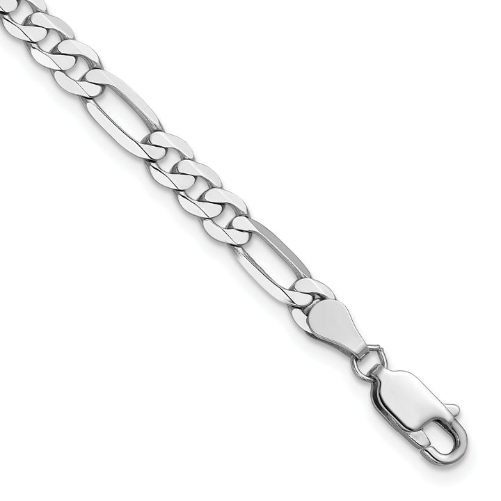 14k White Gold 4.5mm Flat Figaro Chain