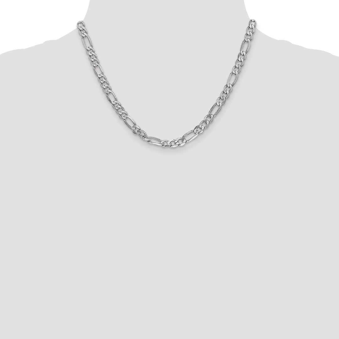 14k White Gold 6mm Flat Figaro Chain