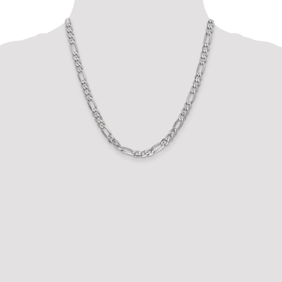 14k White Gold 6mm Flat Figaro Chain