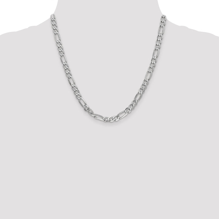 14k White Gold 6mm Flat Figaro Chain