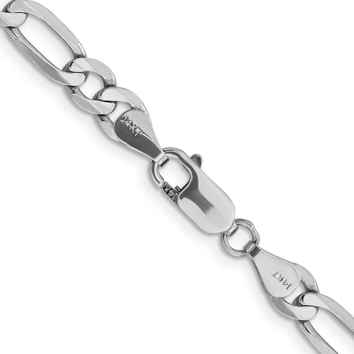 14k White Gold 6mm Flat Figaro Chain