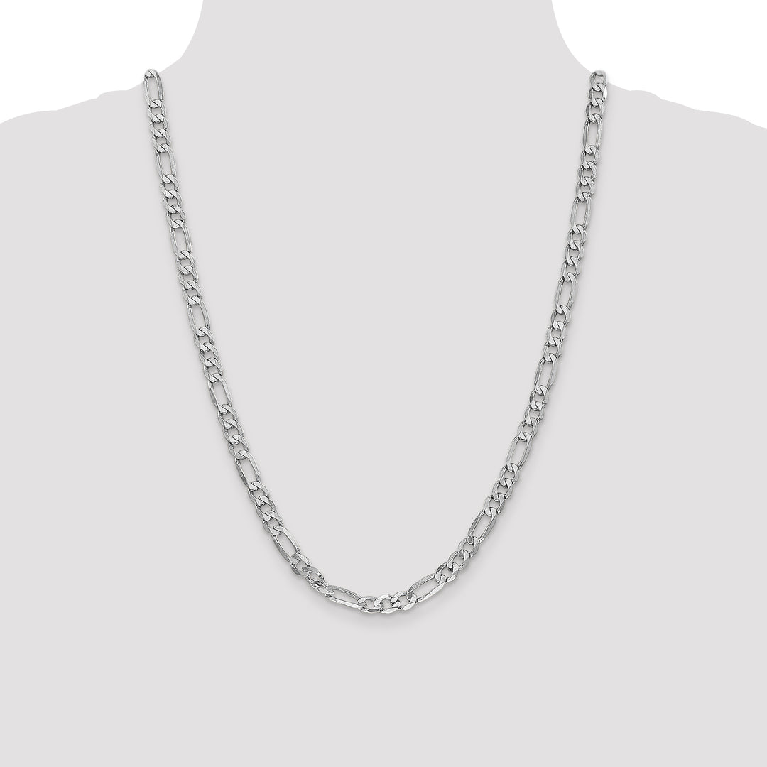 14k White Gold 6mm Flat Figaro Chain