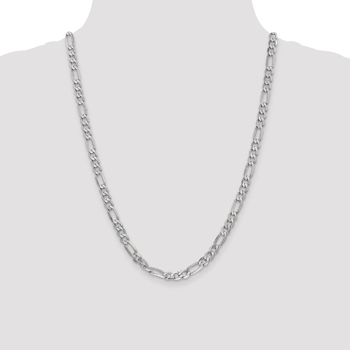 14k White Gold 6mm Flat Figaro Chain