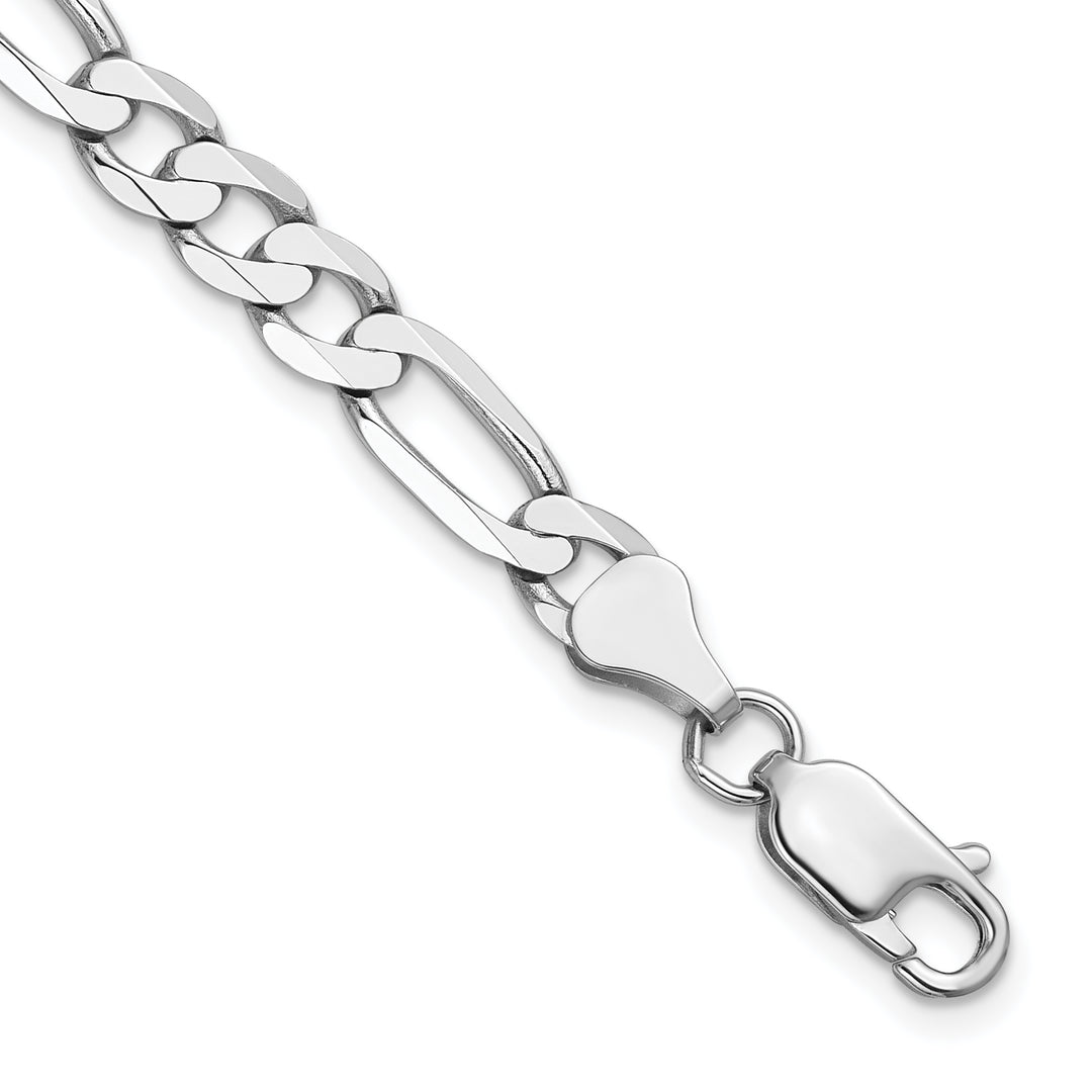 14k White Gold 6mm Flat Figaro Chain