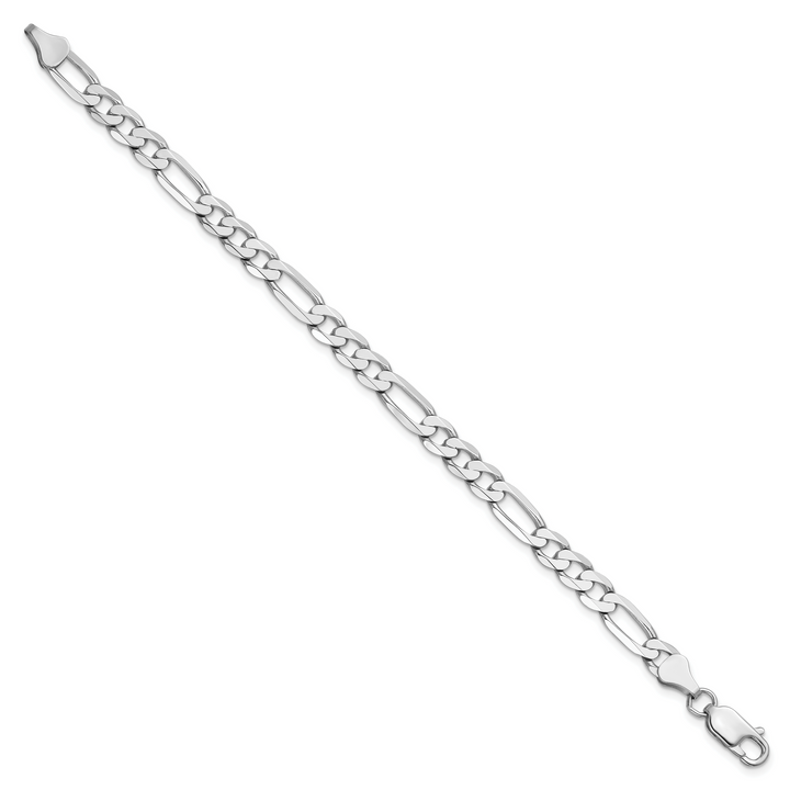 14k White Gold 6mm Flat Figaro Chain