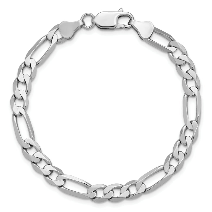 14k White Gold 6mm Flat Figaro Chain