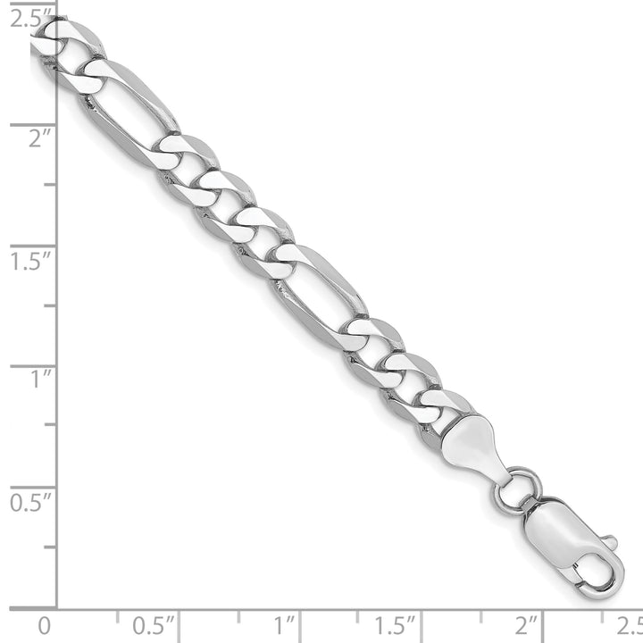14k White Gold 6mm Flat Figaro Chain